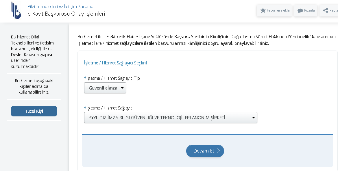 İşletme / Sağlayıcı Seçimi